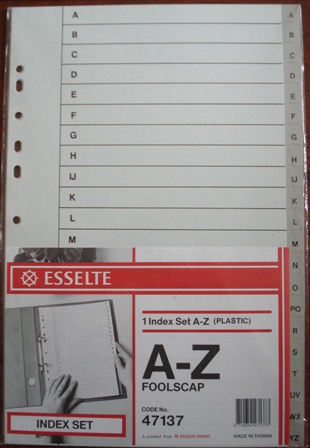 Esselte Foolscap PVC Divider Set A-Z Grey 47137